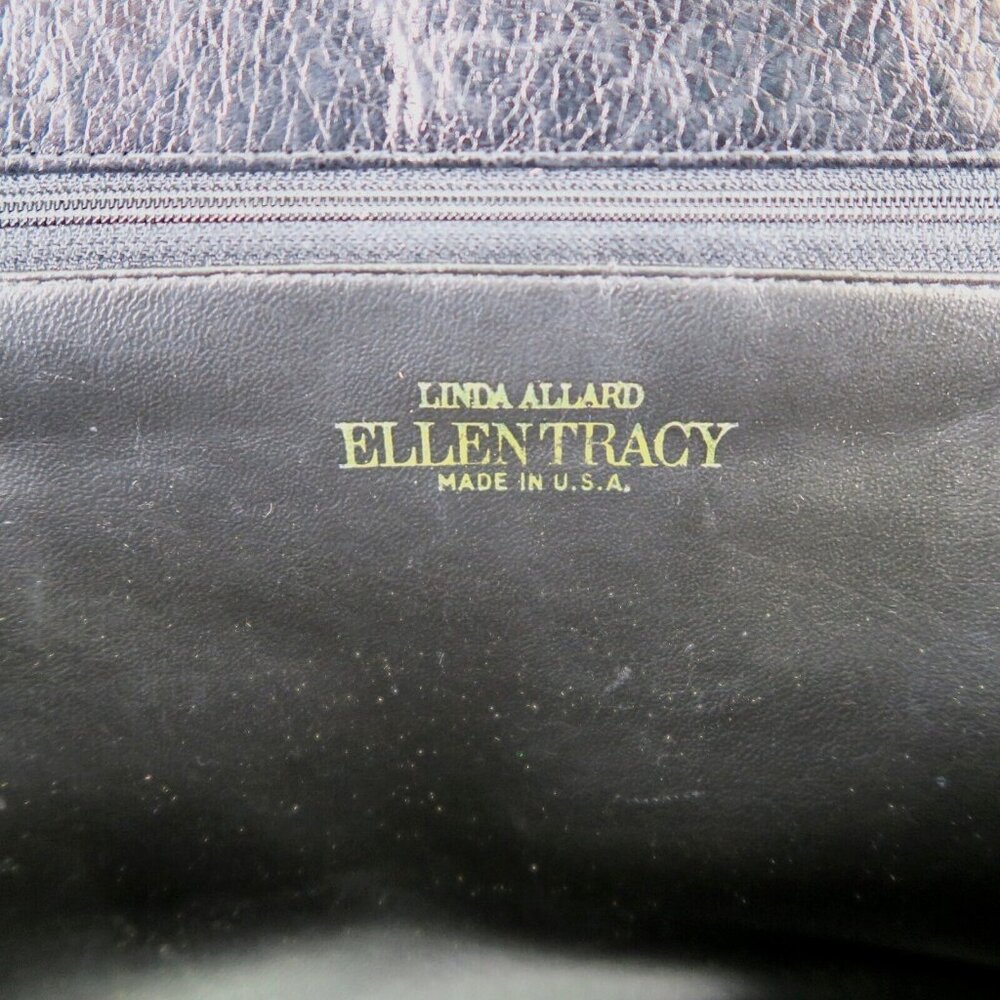 Black Leather Shoulder Bag Vintage 1980s Linda Allard Ellen Tracy Purse Clutch - Picture 7 of 7